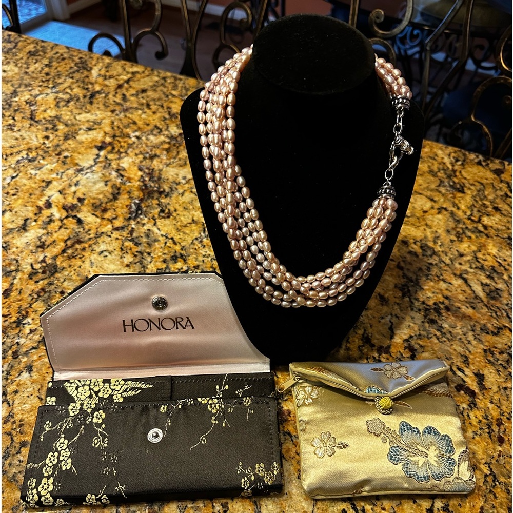 Honora ❤️ 6 Strain Pink Fresh Water Pearl Statement Necklace. Pre❤️Loved - Picture 13 of 13